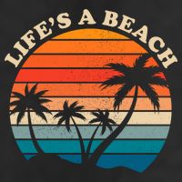 Lifes A Beach Retro Sunset Palm Tree 7 Panel Mesh Trucker Snapback Hat