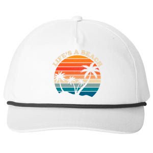 Lifes A Beach Retro Sunset Palm Tree Snapback Five-Panel Rope Hat