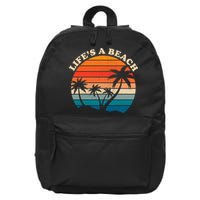 Lifes A Beach Retro Sunset Palm Tree 16 in Basic Backpack