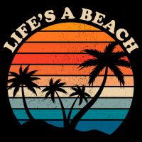 Lifes A Beach Retro Sunset Palm Tree 16 in Basic Backpack