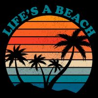 Lifes A Beach Retro Sunset Palm Tree 16oz Travel Tumbler