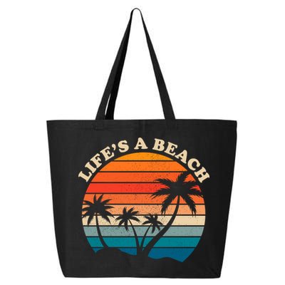 Lifes A Beach Retro Sunset Palm Tree 25L Jumbo Tote
