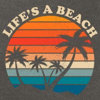 Lifes A Beach Retro Sunset Palm Tree Cotton Canvas Backpack