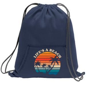 Lifes A Beach Retro Sunset Palm Tree Sweatshirt Cinch Pack Bag