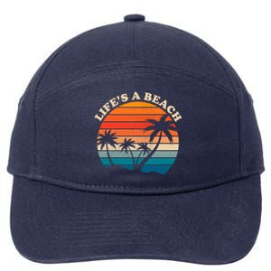 Lifes A Beach Retro Sunset Palm Tree 7-Panel Snapback Hat