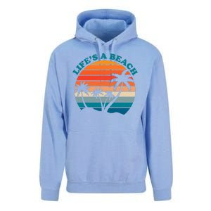 Lifes A Beach Retro Sunset Palm Tree Unisex Surf Hoodie