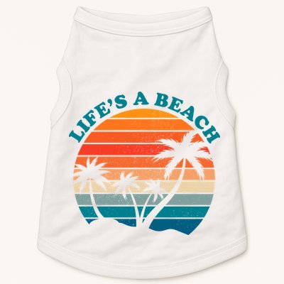 Lifes A Beach Retro Sunset Palm Tree Doggie Tank