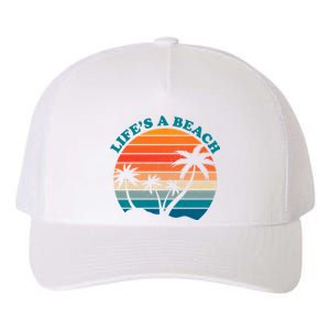 Lifes A Beach Retro Sunset Palm Tree Yupoong Adult 5-Panel Trucker Hat