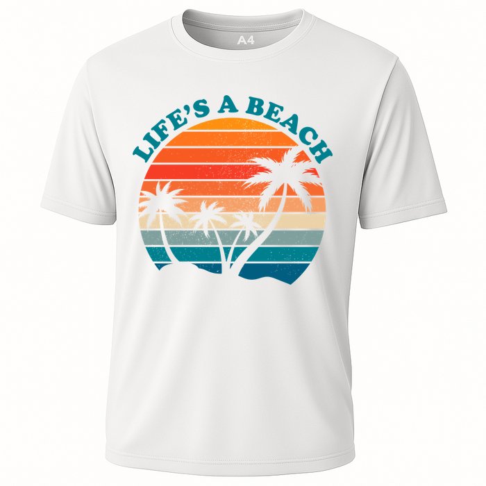 Lifes A Beach Retro Sunset Palm Tree Performance Shirt