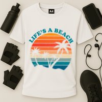 Lifes A Beach Retro Sunset Palm Tree Performance Shirt