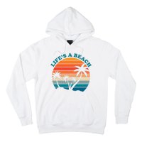 Lifes A Beach Retro Sunset Palm Tree Hoodie