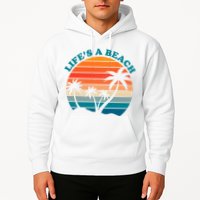 Lifes A Beach Retro Sunset Palm Tree Hoodie