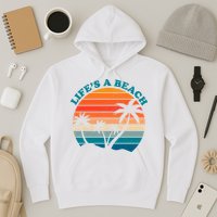 Lifes A Beach Retro Sunset Palm Tree Hoodie