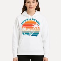 Lifes A Beach Retro Sunset Palm Tree Hoodie
