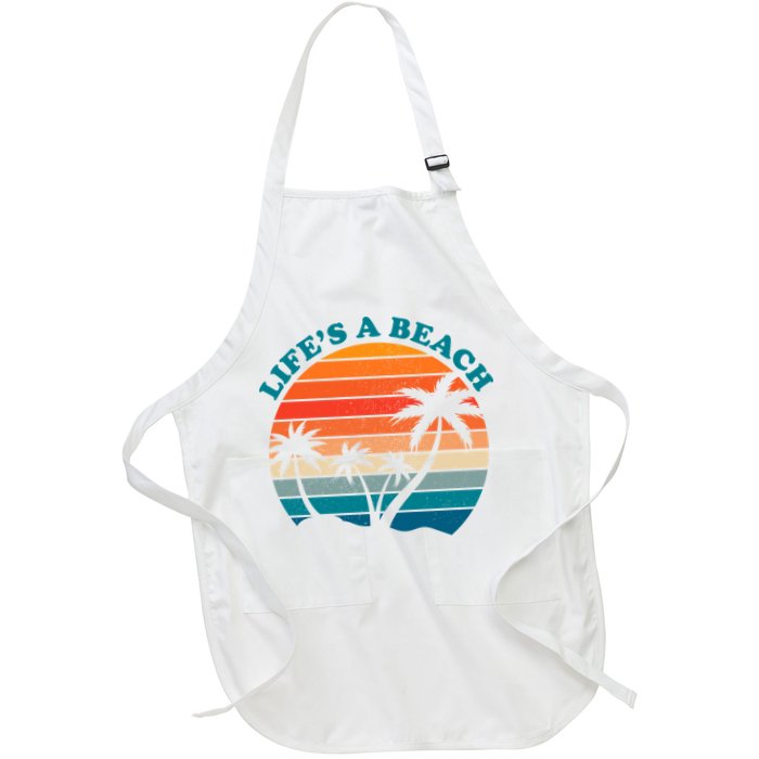 Lifes A Beach Retro Sunset Palm Tree Apron