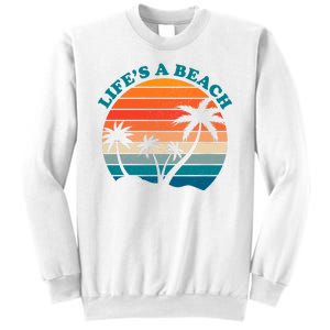 Lifes A Beach Retro Sunset Palm Tree Sweatshirt