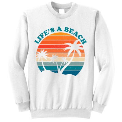 Lifes A Beach Retro Sunset Palm Tree Sweatshirt