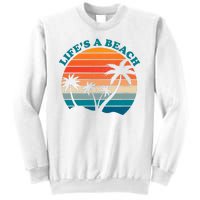 Lifes A Beach Retro Sunset Palm Tree Sweatshirt