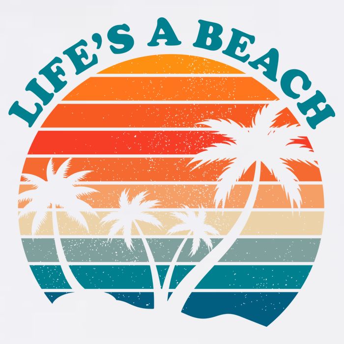 Lifes A Beach Retro Sunset Palm Tree Tall T-Shirt