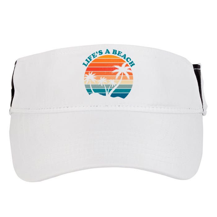 Lifes A Beach Retro Sunset Palm Tree Adult Drive Performance Visor