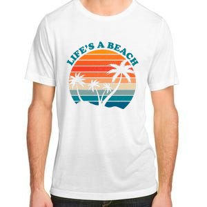 Lifes A Beach Retro Sunset Palm Tree Adult ChromaSoft Performance T-Shirt