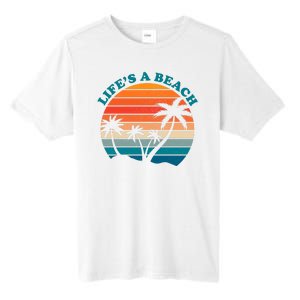 Lifes A Beach Retro Sunset Palm Tree Tall Fusion ChromaSoft Performance T-Shirt