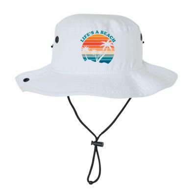 Lifes A Beach Retro Sunset Palm Tree Bucket Hat