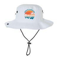 Lifes A Beach Retro Sunset Palm Tree Bucket Hat