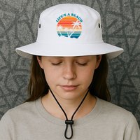 Lifes A Beach Retro Sunset Palm Tree Bucket Hat