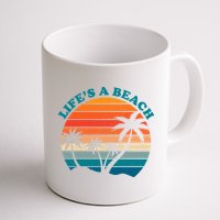Lifes A Beach Retro Sunset Palm Tree Mug