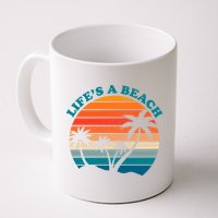 Lifes A Beach Retro Sunset Palm Tree Mug