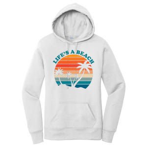 Lifes A Beach Retro Sunset Palm Tree Women's Pullover Hoodie