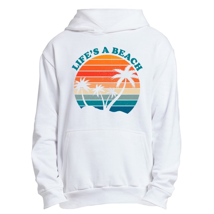 Lifes A Beach Retro Sunset Palm Tree Urban Pullover Hoodie