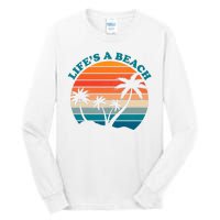 Lifes A Beach Retro Sunset Palm Tree Tall Long Sleeve T-Shirt