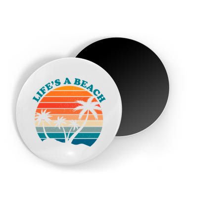 Lifes A Beach Retro Sunset Palm Tree Magnet