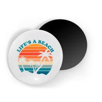 Lifes A Beach Retro Sunset Palm Tree Magnet