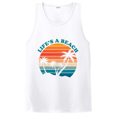 Lifes A Beach Retro Sunset Palm Tree PosiCharge Competitor Tank