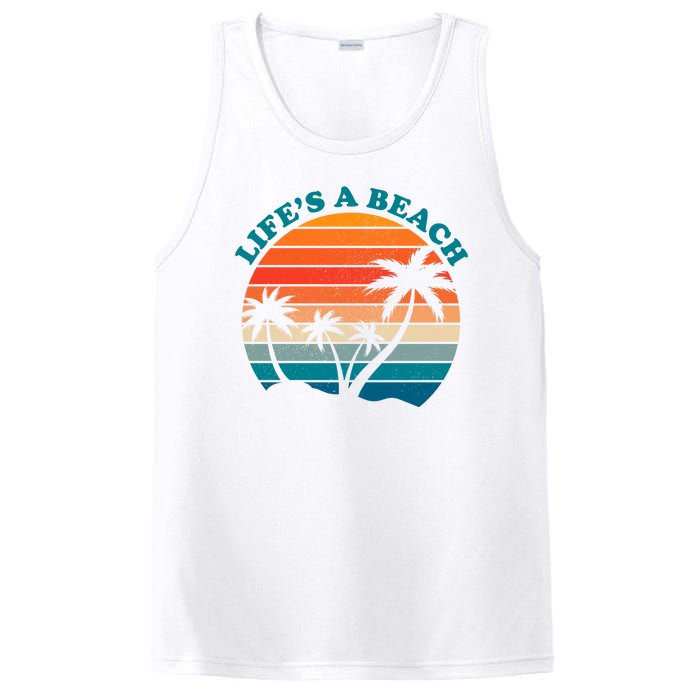 Lifes A Beach Retro Sunset Palm Tree PosiCharge Competitor Tank