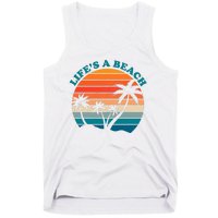 Lifes A Beach Retro Sunset Palm Tree Tank Top