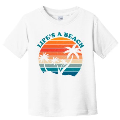Lifes A Beach Retro Sunset Palm Tree Toddler T-Shirt