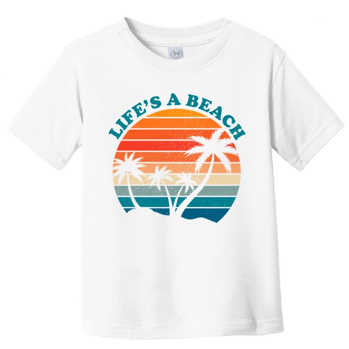 Lifes A Beach Retro Sunset Palm Tree Toddler T-Shirt