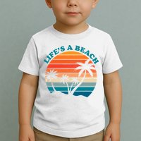 Lifes A Beach Retro Sunset Palm Tree Toddler T-Shirt