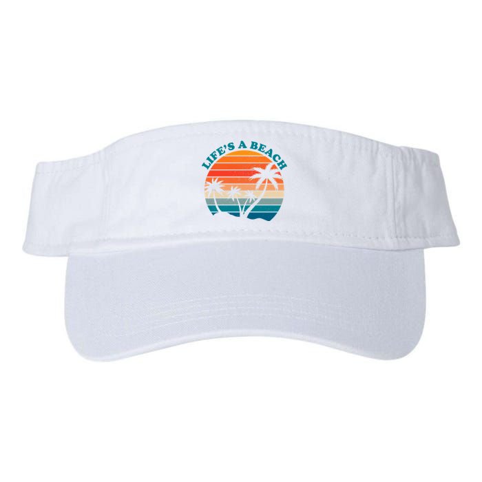 Lifes A Beach Retro Sunset Palm Tree Valucap Bio-Washed Visor