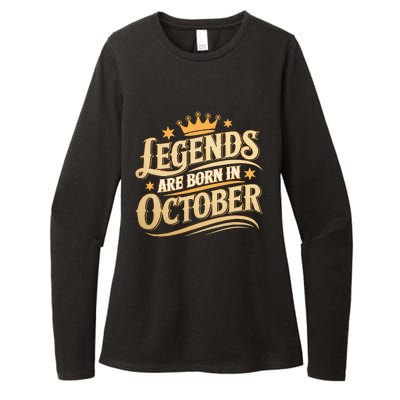 Legends Are Born October Crown And Stars Womens CVC Long Sleeve Shirt