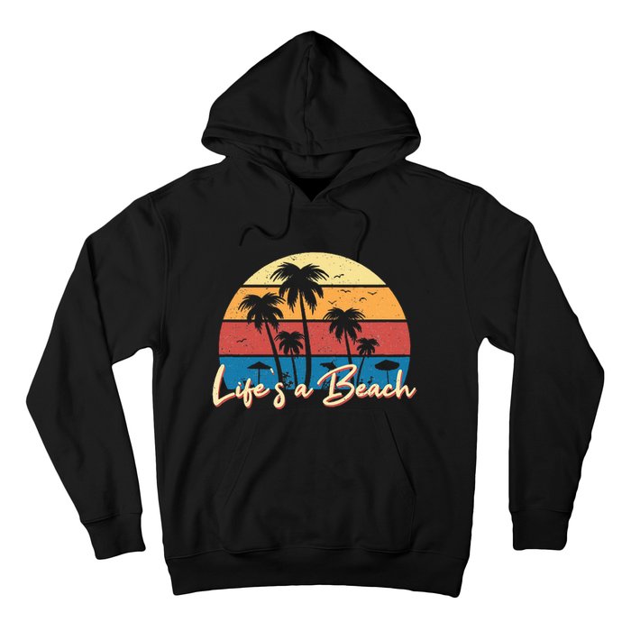 LifeS A Beach Funny Retro Palm Tree Vacation Summer Gifts Hoodie