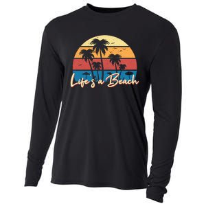 LifeS A Beach Funny Retro Palm Tree Vacation Summer Gifts Cooling Performance Long Sleeve Crew