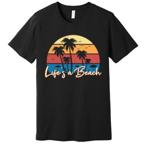 LifeS A Beach Funny Retro Palm Tree Vacation Summer Gifts Premium T-Shirt