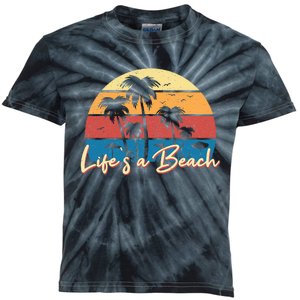 LifeS A Beach Funny Retro Palm Tree Vacation Summer Gifts Kids Tie-Dye T-Shirt