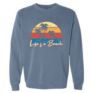 LifeS A Beach Funny Retro Palm Tree Vacation Summer Gifts Garment-Dyed Sweatshirt