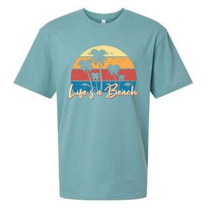 LifeS A Beach Funny Retro Palm Tree Vacation Summer Gifts Sueded Cloud Jersey T-Shirt